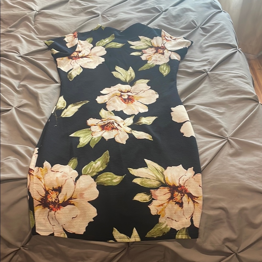 Glitz Black Floral Mini Dress